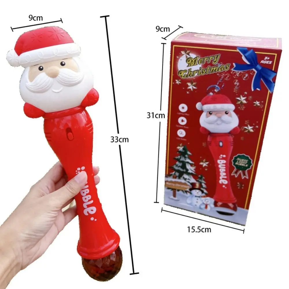 Plástico santa bolha soprando máquina varinha automática santa bolha varinha ao ar livre natal santa dos desenhos animados