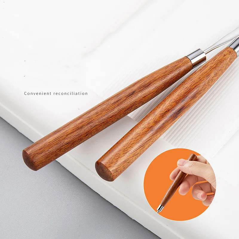 1pc Foundation Palette Stick Log Rosewood Gum Stick Stainless Steel Multifunctional Blending Stick Scraper Makeup Nail Art Tool