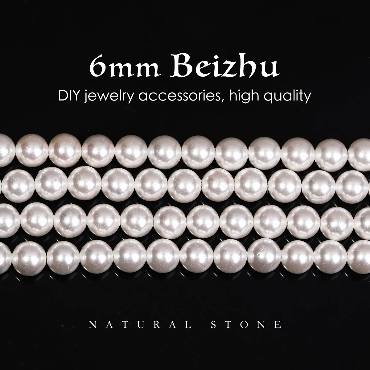 6mm Round Shape Shell Beads Pearl Loose Spacer Beaded for Jewelry Making DIY Bracelet Necklace Accessories Handmade 1 strip