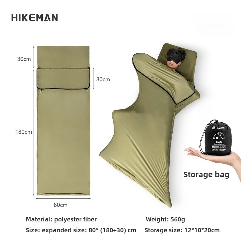 HIKEMAN خفيفة الوزن المحمولة التخييم كيس النوم بطانة مطاطا المغلف نمط للبالغين المشي لمسافات طويلة في الهواء الطلق قابل للغسل استخدام الفندق