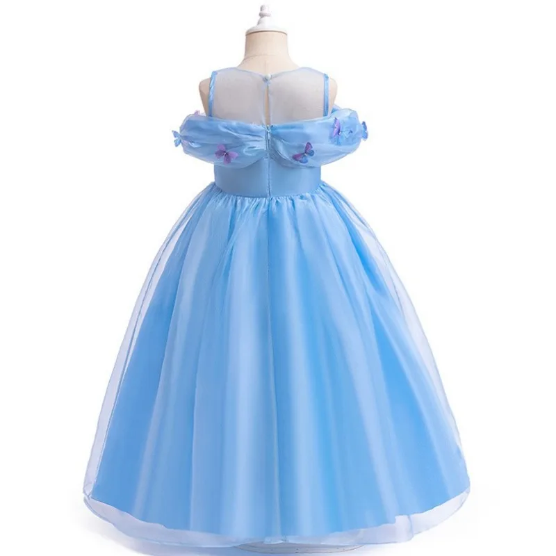 Children Clothes Cosplay Halloween Dresses Cinderella Princess Girls Performance Waist Up Butterfly Fluffy Dress Kids Clothing