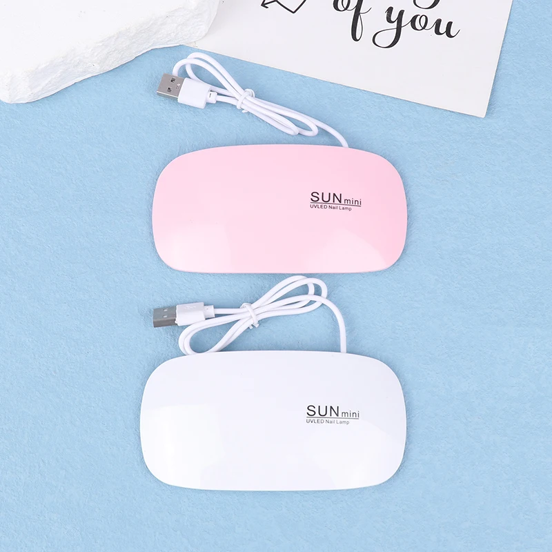 6W Mini Nail Lamp UV LED Gel Polish Cured Pink White Nail Dryer Machine Portable USB Cable Home Nails Dry Tool For Gel Varnish