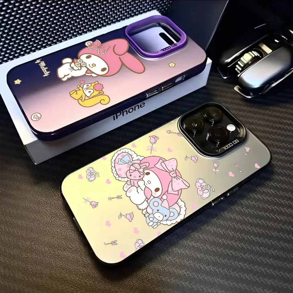 

MINISO My Melody Phone Case For iPhone 16 15 14 13 12 11 Pro Max Plus – Colorful Gradient Soft TPU Back Cover