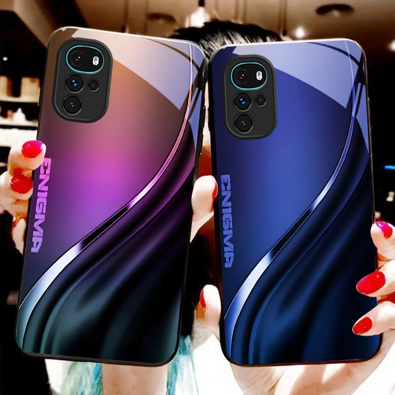 Gradiente mistura cinza para motorola moto g 14 22 24 34 35 45 54 55 g75 84 85 edge x 30 40 neo 50 ultra pro play caso de telefone de vidro