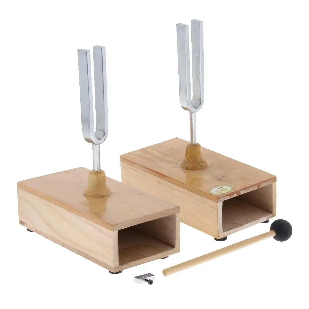 2pcs  Tuning Fork with Wooden Resonant Box  Acoustic Instrument