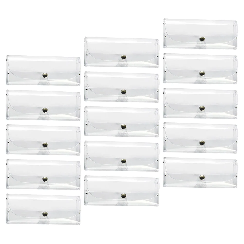 15 Pcs Hard Bracket Transparent Glasses Case Miss Eye Sunglasses Plastic with Button
