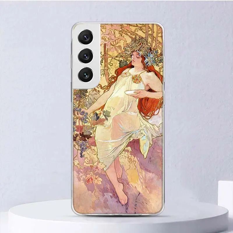 Alfons Mucha Primavera Soft Case For Samsung Galaxy S24 S23 S22 S21 Ultra S20 FE S10 Plus Phone Cover S9 S8 + S10E Funda Coque