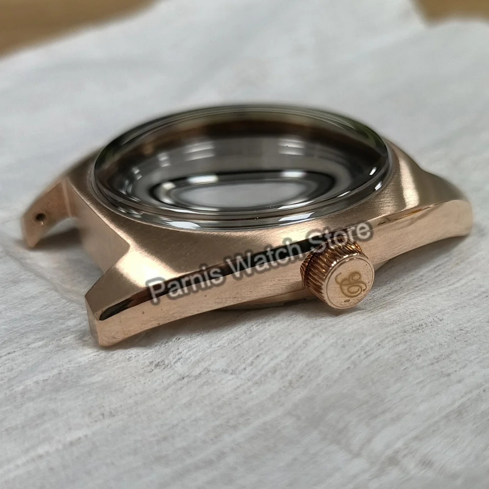 Caja de reloj de Material bronce de 37,5mm, cristal de zafiro, resistencia al agua 5ATM, compatible con movimiento automático japonés Miyota8215