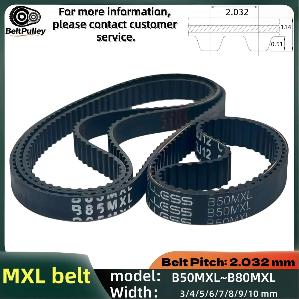 MXL Timing Belt 50-80 Teeth MXLB50-80 3/4/5/6/7/8/9/10mm Width Rubber Synchronous for 3D Printer CNC Router Parts
