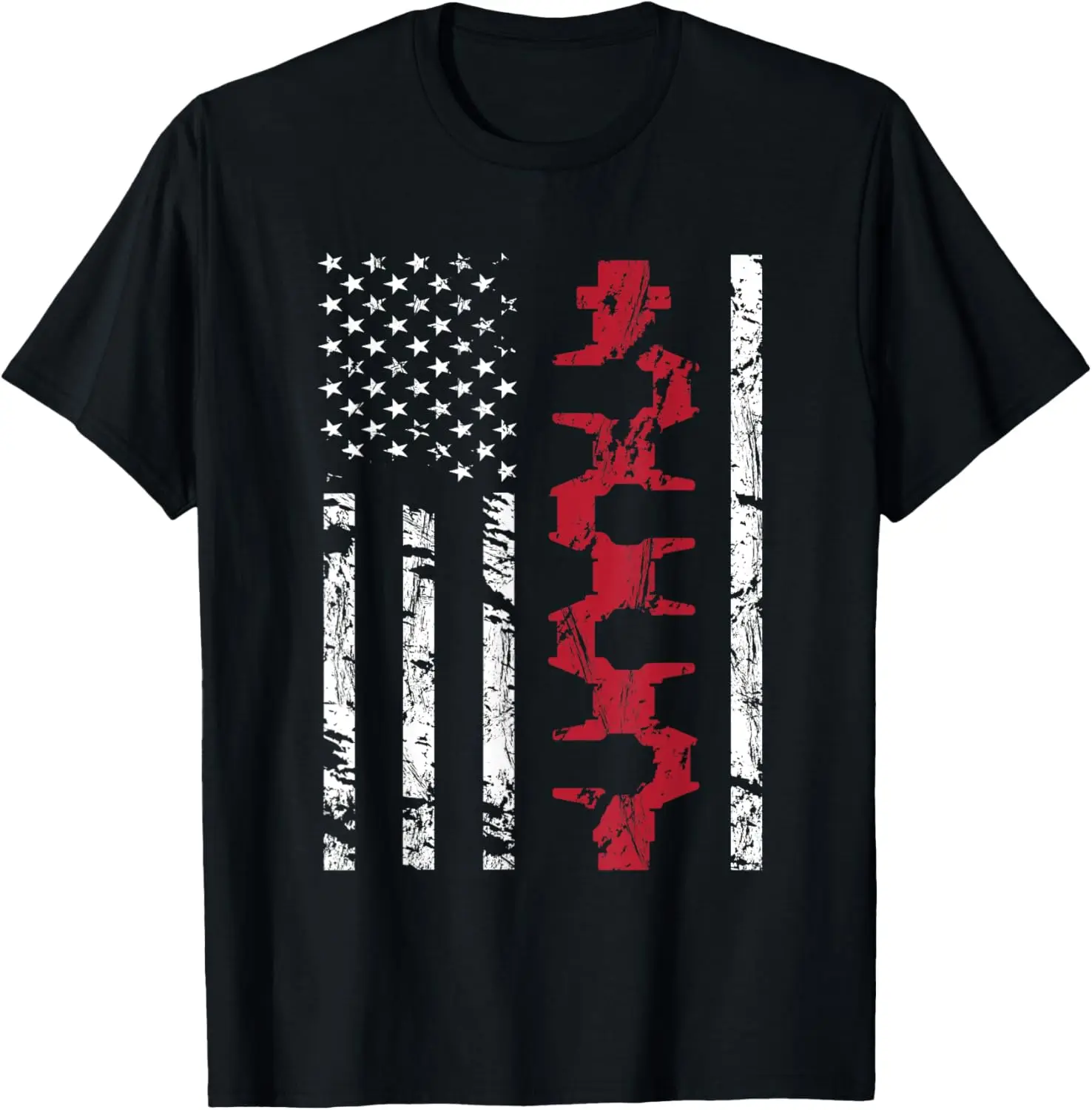 Vintage American Flag and Crankshaft, Muscle Car T-Shirt