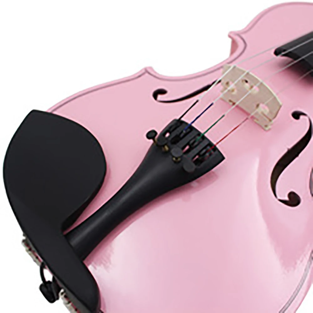 4/4 Beginners Pink Violin Maple Panel Violin with Case Bow Strings Shoulder Rest Parts Suitable Child Music Lesson Study