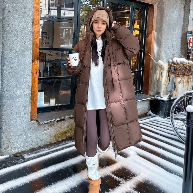 YJKDYK 2024 Winter Women\'s Long Bread Jacket Female Pure Color Hooded Thicken Warm Parka Coats Tops Women\'s Padded Jacket