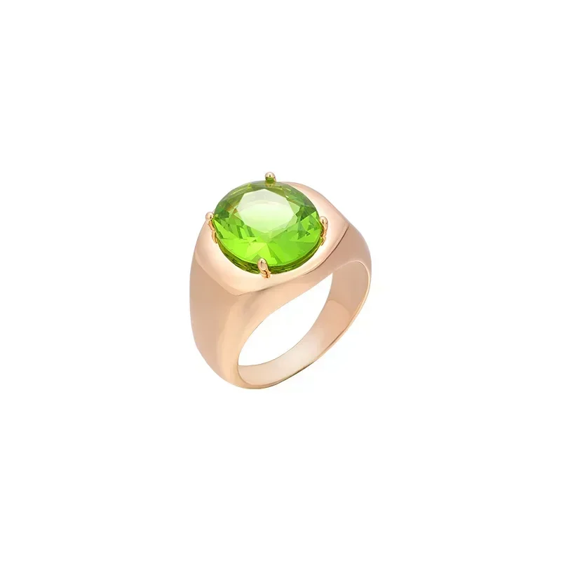 

SFR2 Green Rings For Women Gold Color Stainless Steel Geometric Natural Stone Fashion Jewelry Party Gift