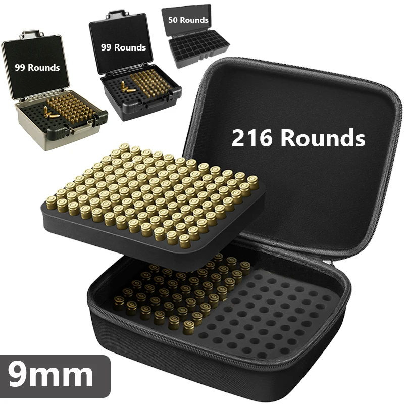 9mm pudełko na amunicję 216/99/50 okrągów futerał do przechowywania amunicji uchwyt na kule przenośny futerał na naboje akcesoria myśliwskie strzeleckie
