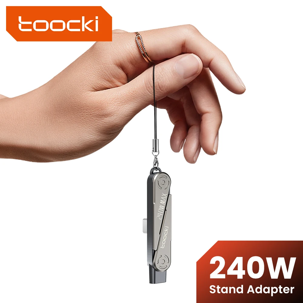 Toocki 240W USB C Adapter Type C to Lighting OTG Data Transfer Lanyard Design Built-in Foldable Stand 480Mbps Interface Adapter