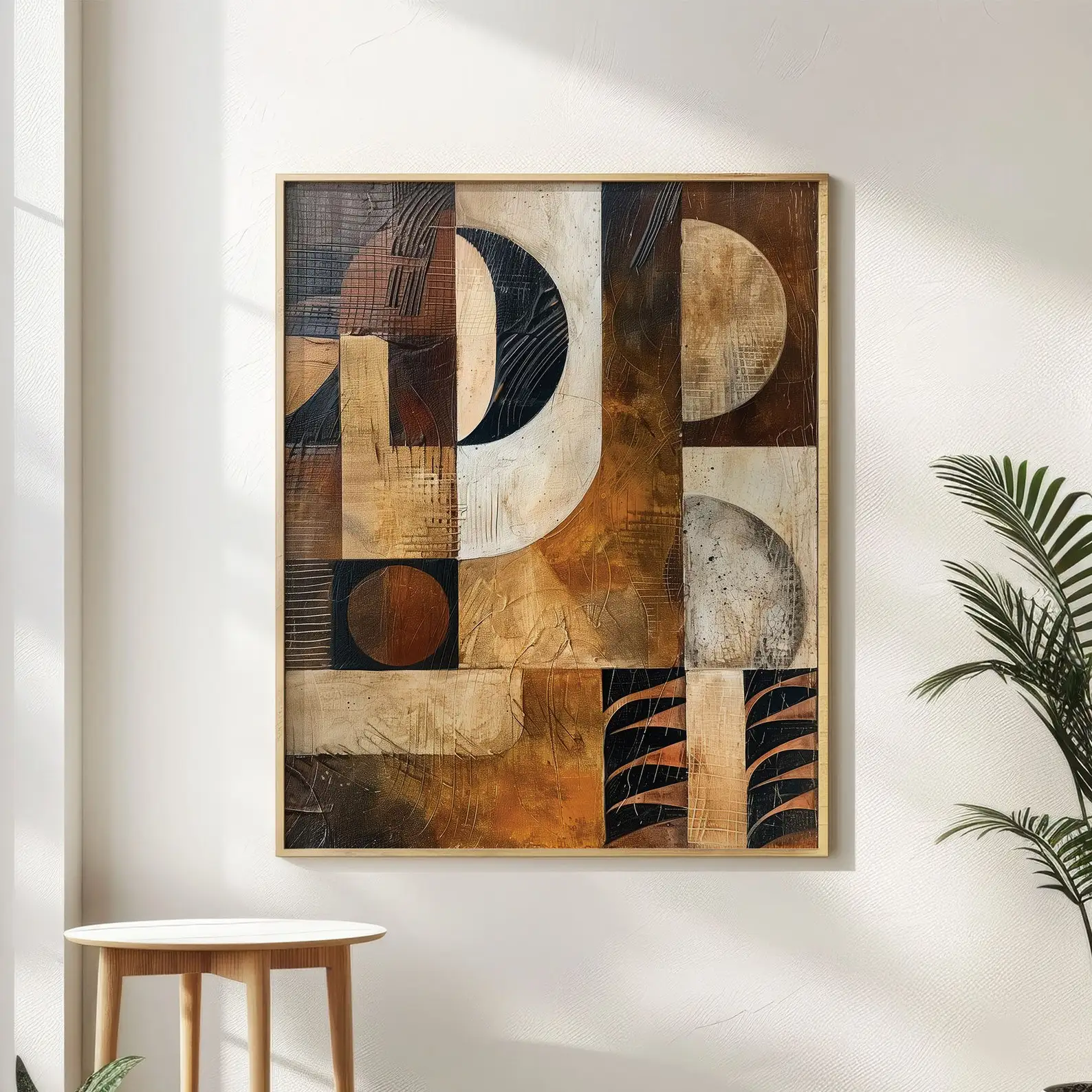 Mhemyo Japandi Design Inspired by Tribal Art Wabi Sabi Wall Art Beige Brown Abstract Hand Painted Painting Modern Wall Decor