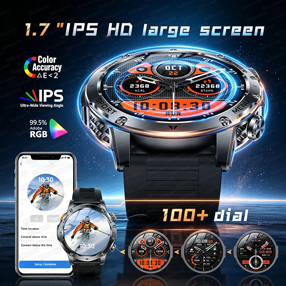 New Military 1000mAh Battery Smart Watch For Men Outdoor Flashlight Waterproof Heart Rate Bluetooth Call Sports Bracelets 2026