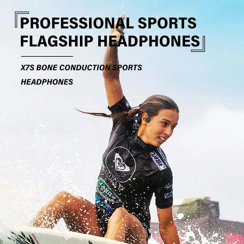X7s سماعات توصيل العظام IPX-8 32 جيجابايت ذاكرة مشغل MP3 LED بطارية مقاومة للماء سماعة أذن تلتف حول الرأس