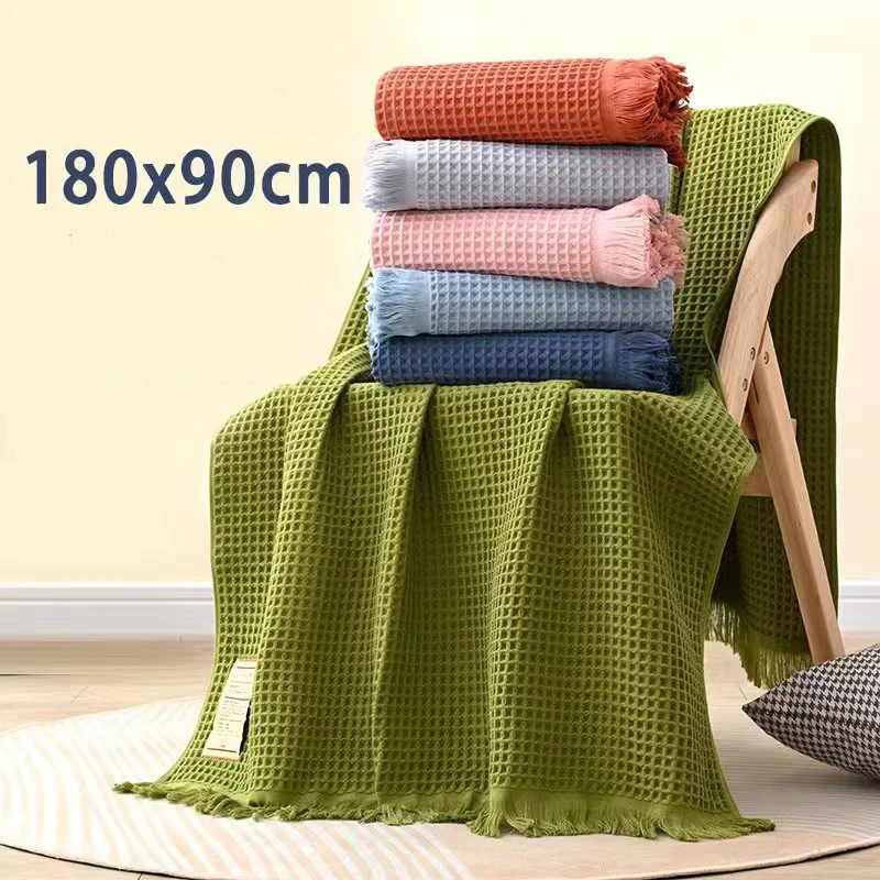 Women Waffle Oversized Bath Towel 90x180CM High-grade Cotton Men Super Absorbent Home Bathroom Hotel Adult Beach Bathtowel Child