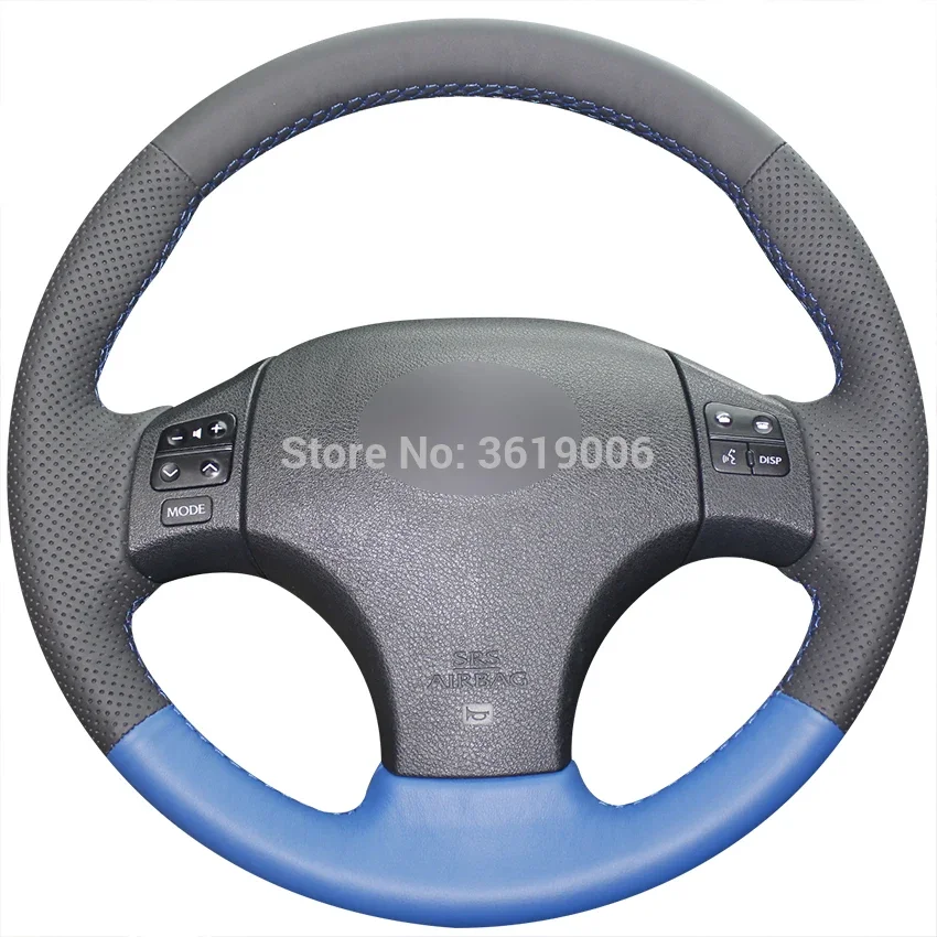 

For Lexus is250 Hand-stitched Anti-Slip Black Blue Leather Blue thread DIY Steering Wheel Cover