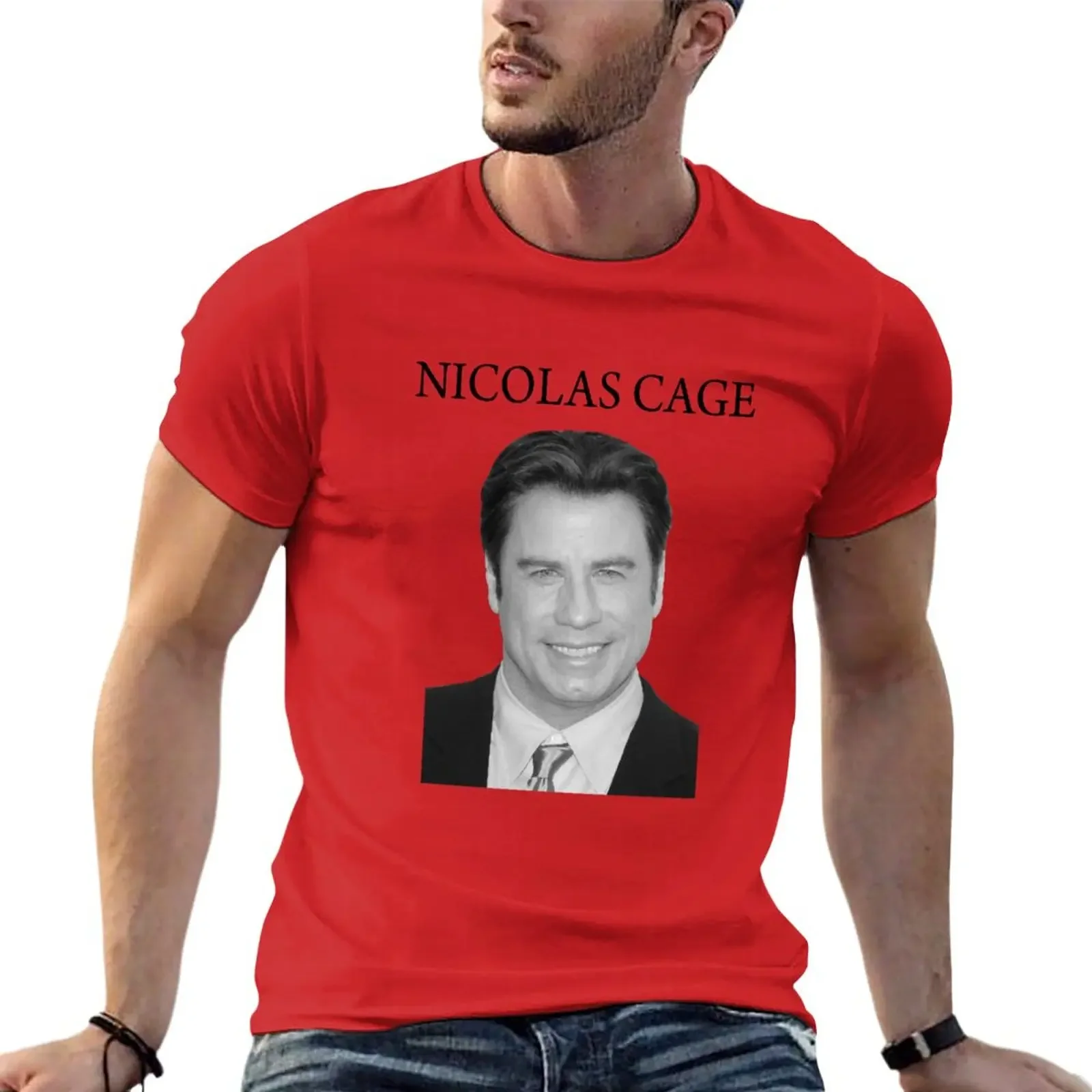New Nicolas Cage John Travolta Faceoff T-Shirt Vintage Clothes Hippie Clothes Plus Size Tops Short Sleeve Mens T Shirt