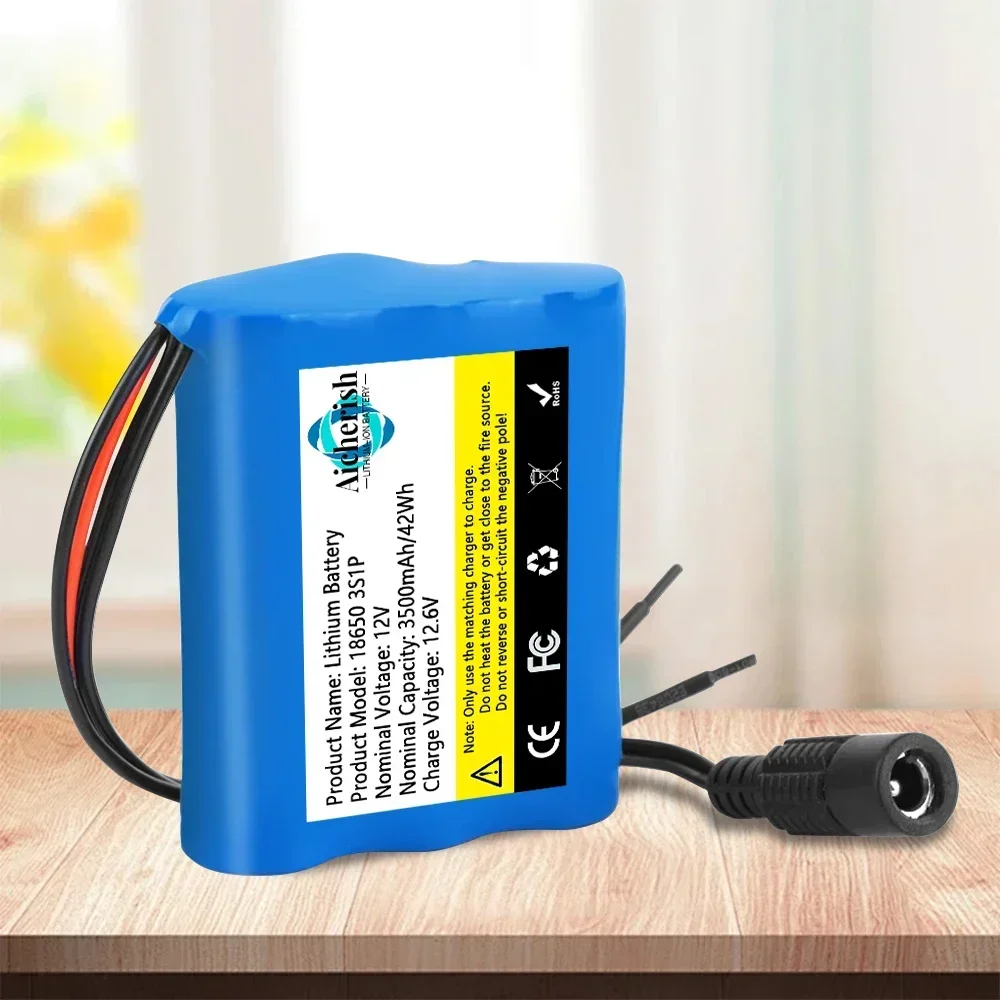 Batterie lithium-ion aste, 3S1P 18650, batterie pour moniteur, caméra de vidéosurveillance, chargeur 3500 V, 12V, 12.6 mAh, mise à niveau