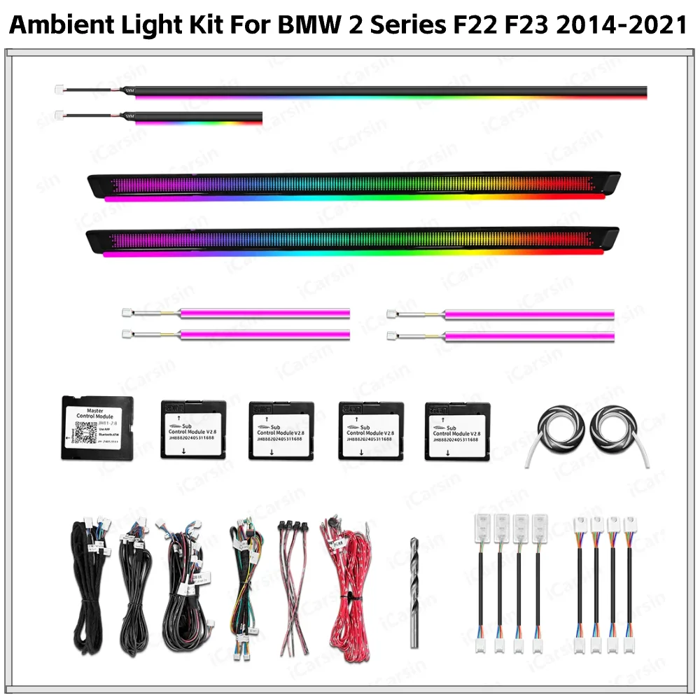 

APP Controlled 256 Color LED Ambient Lighting for BMW 2 Series F22 F23 2014-2021 Interior Atmosphere Strip Upgrade Kit