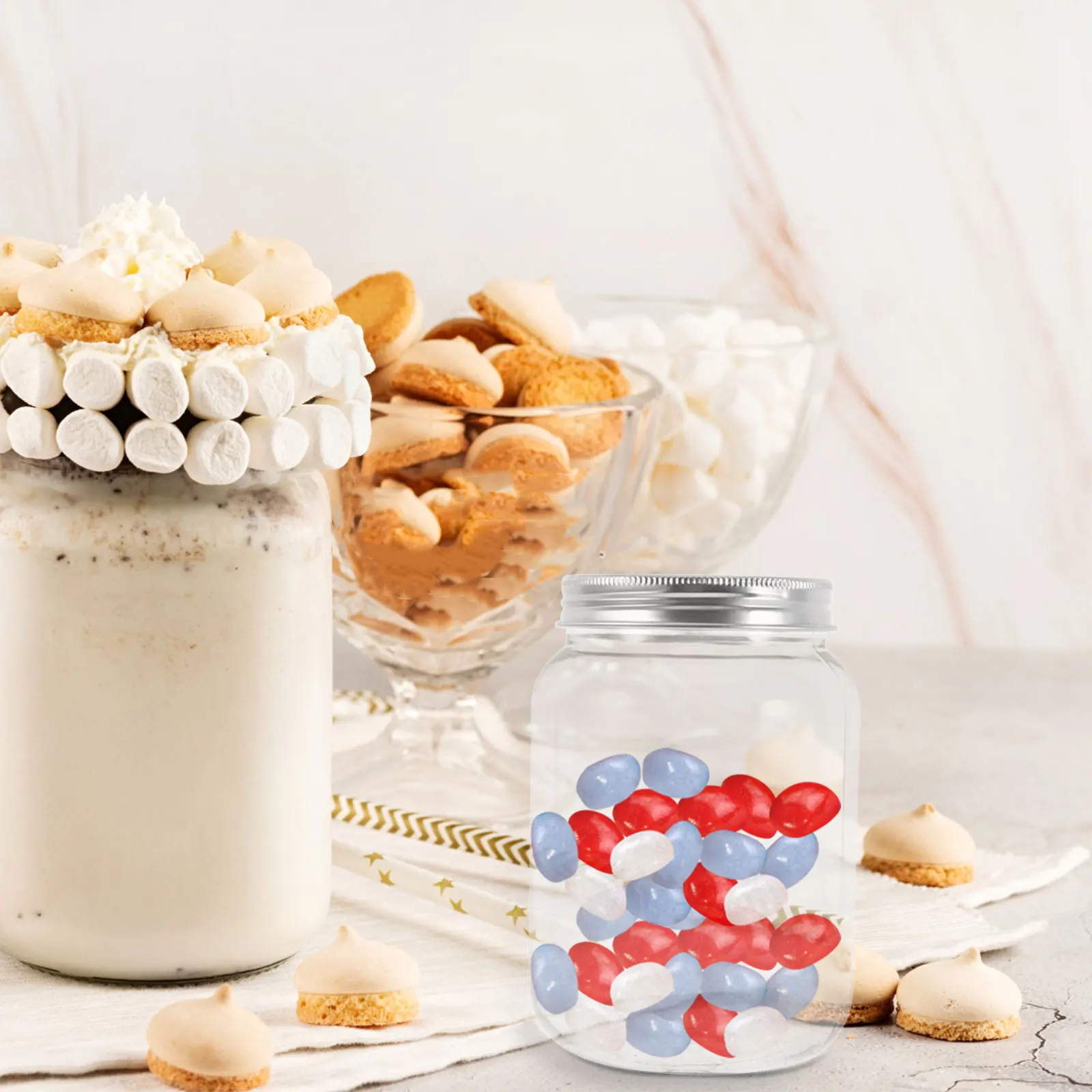 

4pcs Clear Plastic Lids Airtight Food Storage Containers Large Capacity Moisture Proof For Snacks Candy Spices Kitchen Household