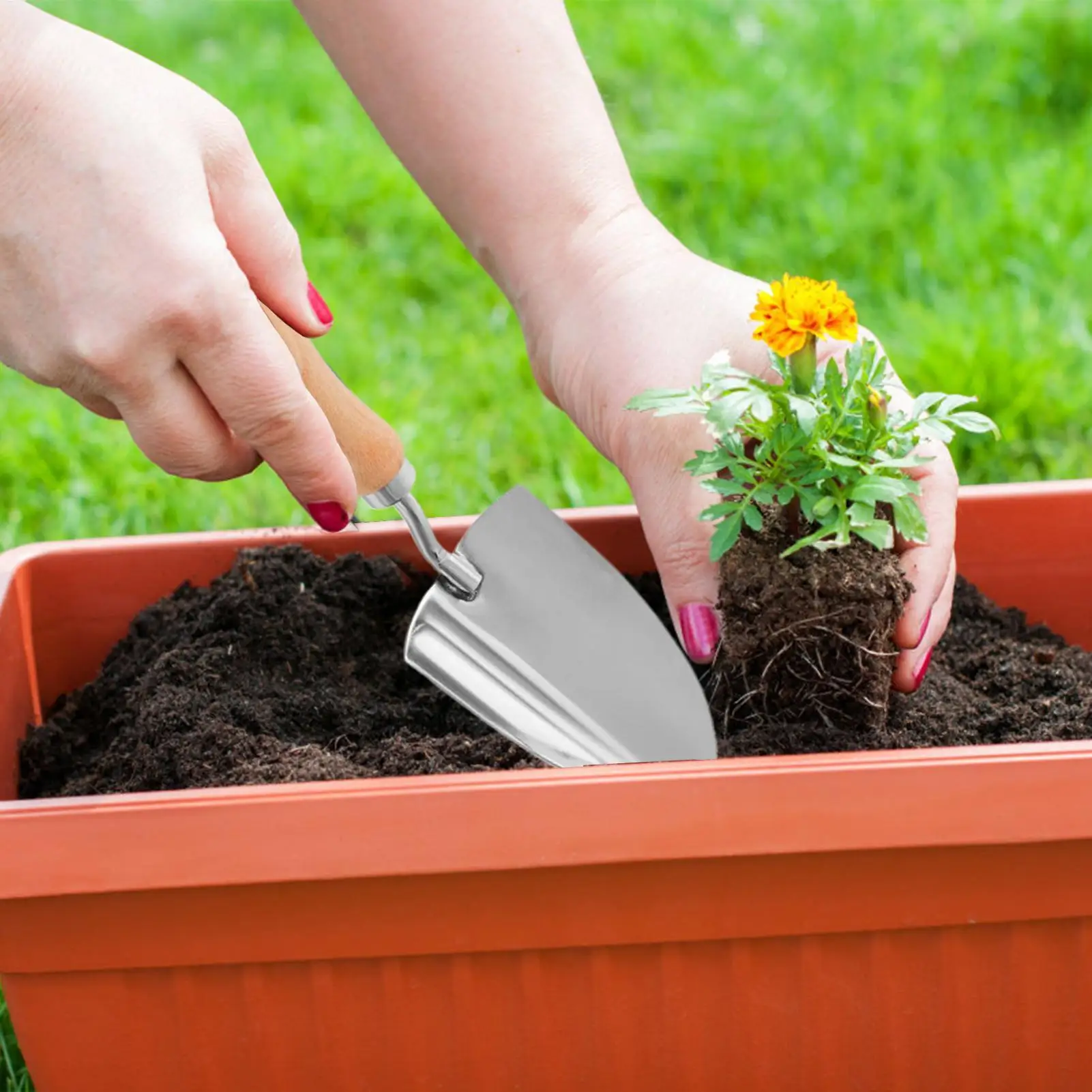 

Garden Shovel Stainless Steel Hand Trowel Ergonomic Handle Stainless Steel Shovel For Gardening Farming Nursery Lawn Landscape