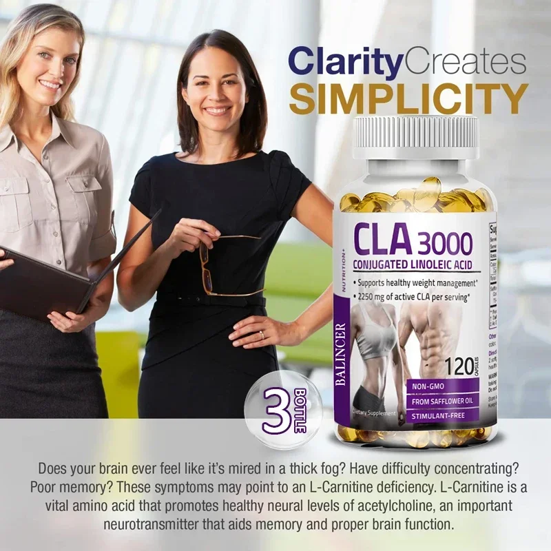 CLA 3000 Ultra High Potency for Healthy Weight Management Lean Muscle Mass Fat Burning Metabolism 120 Softgels