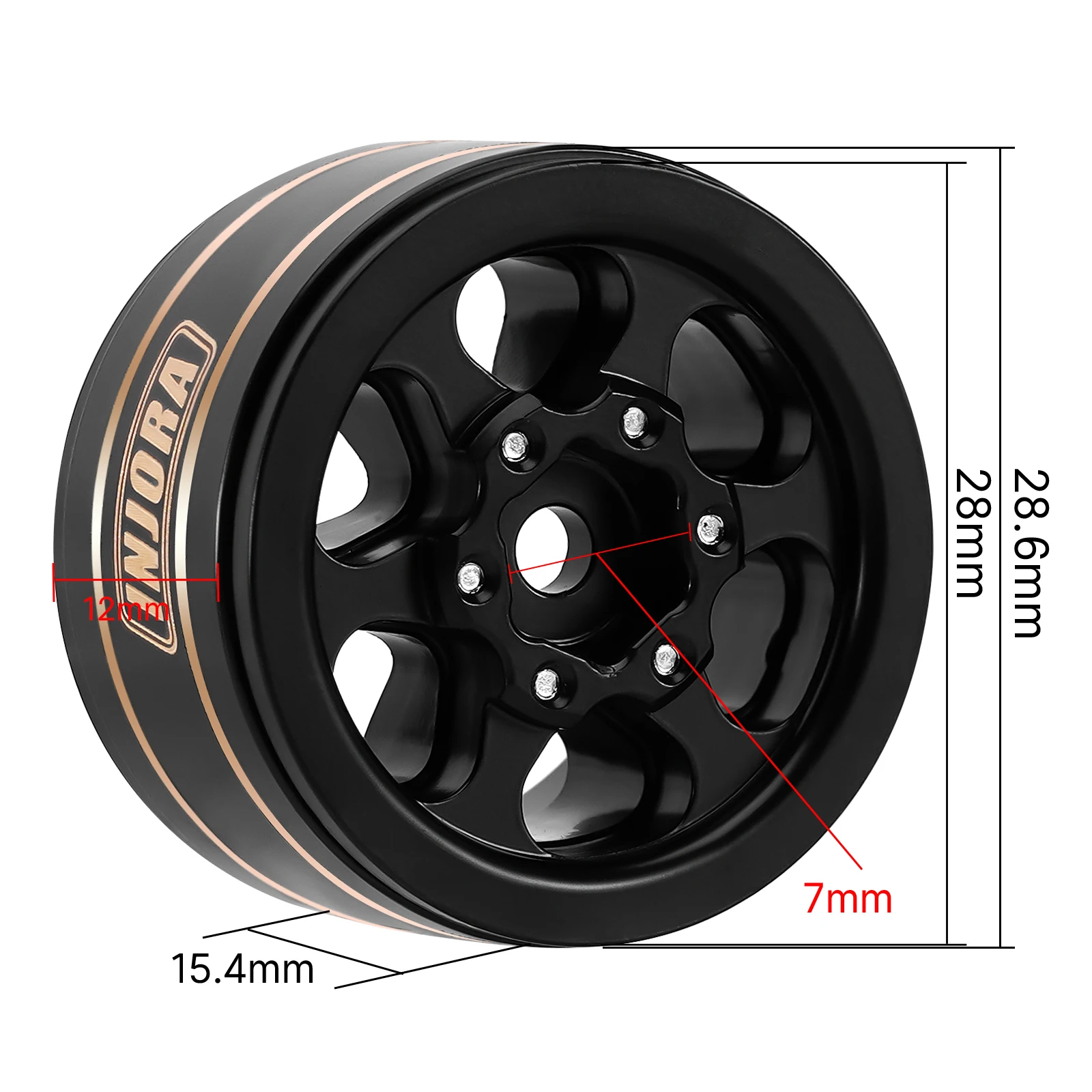 INJORA 1.0" Brass Beadlock Wheels for 1/24 1/18 RC Crawler (W1012)