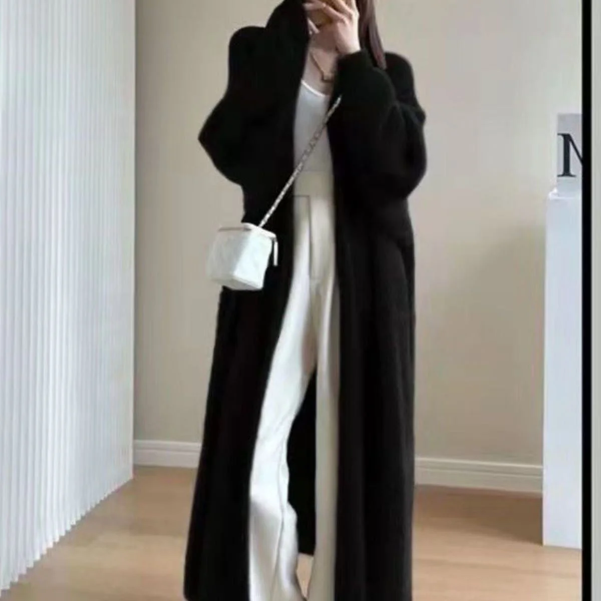 

Женский кардиган средней длины для офиса, весенний, вязаный, асимметричный, в стиле бохо, с вырезами, в стиле Харадзюку, облегающий, уличный стиль, с воротником, элегантный, эластичный