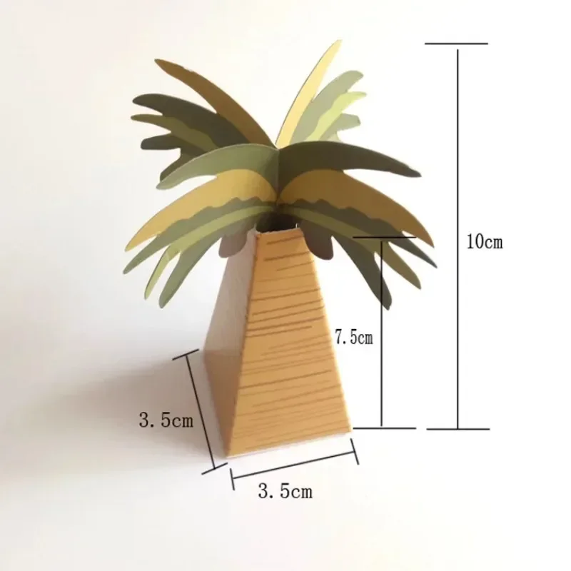 10Pc Tropical Hawaiian Coconut Palm Tree Chocolate Candy Box Gift Packing Boxes for Aloha Luau Wedding Birthday Party Decoration