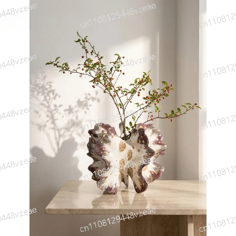 high-end decoration ornament designer medium Changyi hand-painted butterfly vase light luxury