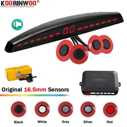 Koorinwoo Adjustable 13MM Flat Sensors For Cars With LED Screen Parking Sensor Reverse Radars Detector Beeper Sounds System Kit