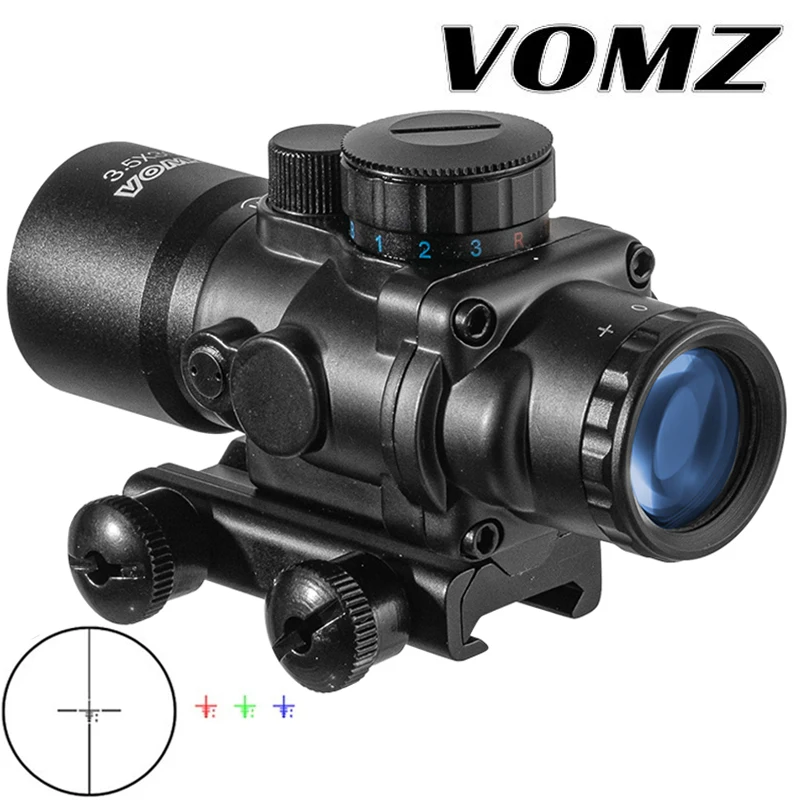 Tactical VOMZ 3.5X30 RGB laser sight red Green dot Tri-Illuminated Combo Compact Scope Fiber Optics Sight