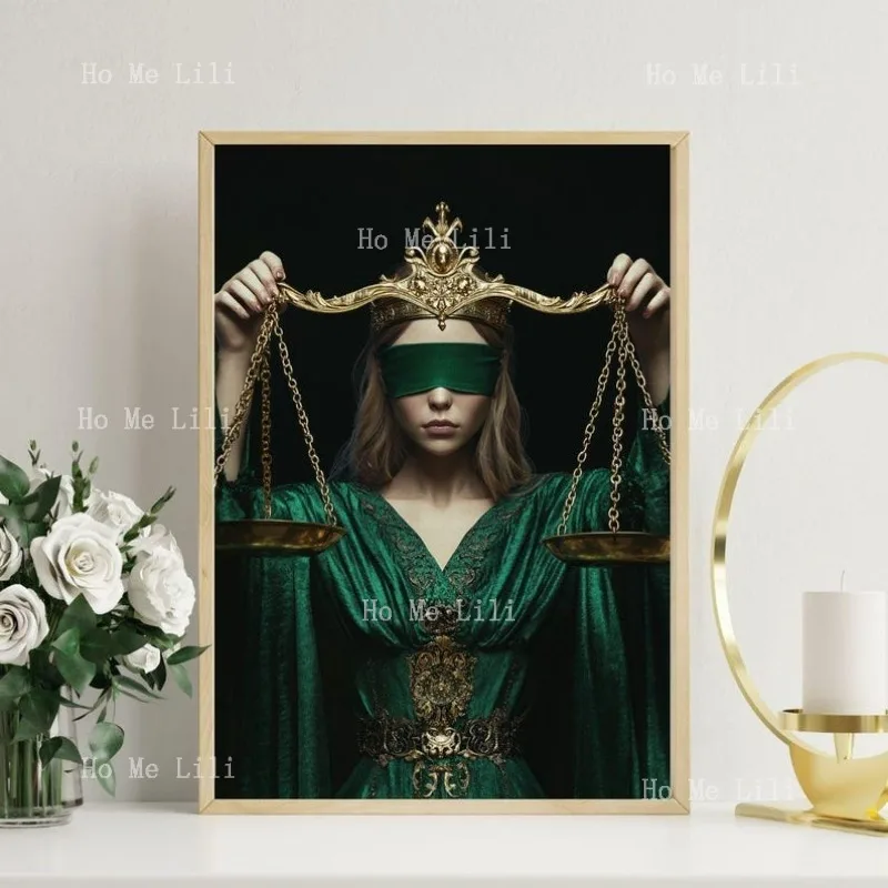 Affiche murale pour femme, sans cadre, symbole vert, échelles de la Justice, décor prêt à accrocher, impression sur toile