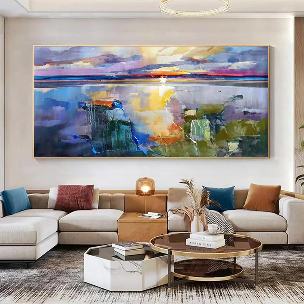 Mintura, pintura al óleo de paisaje marino colorida pintada a mano sobre lienzo, carteles de arte abstracto, imagen de pared moderna para decoración del hogar y la sala de estar