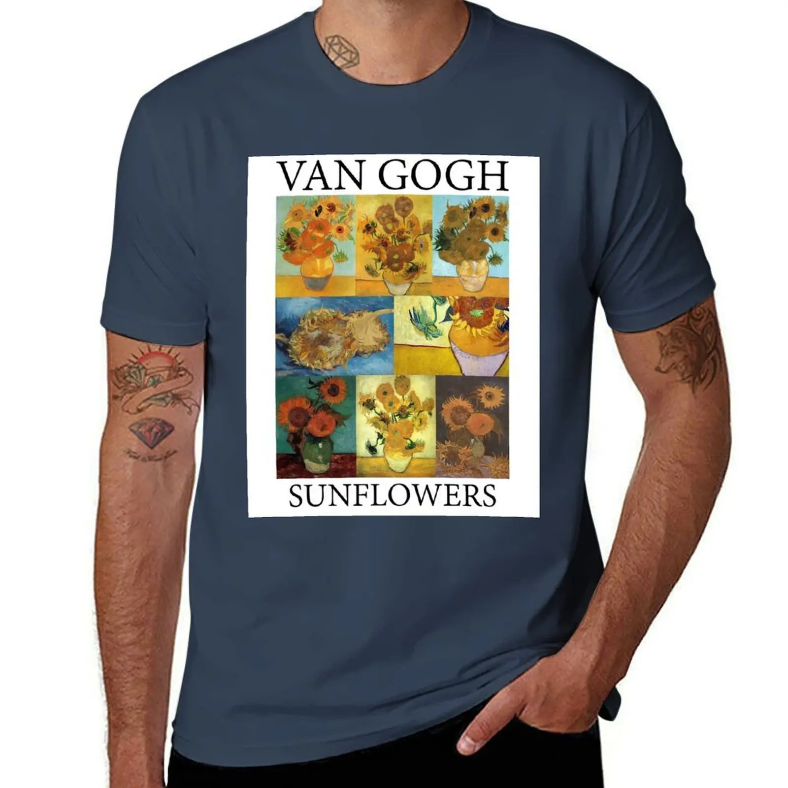 Gogh Sunflowers T-Shirt Classic Basic Casual T-Shirt