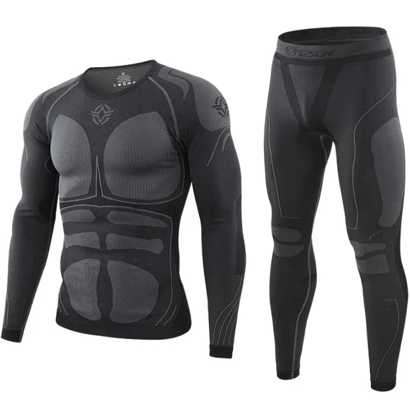 New Outdoor Sports Underwear Camo Training Long-Seeved Tops + Pants Suit Fitness Camping Army Hiking Hunting Underwear Clothes