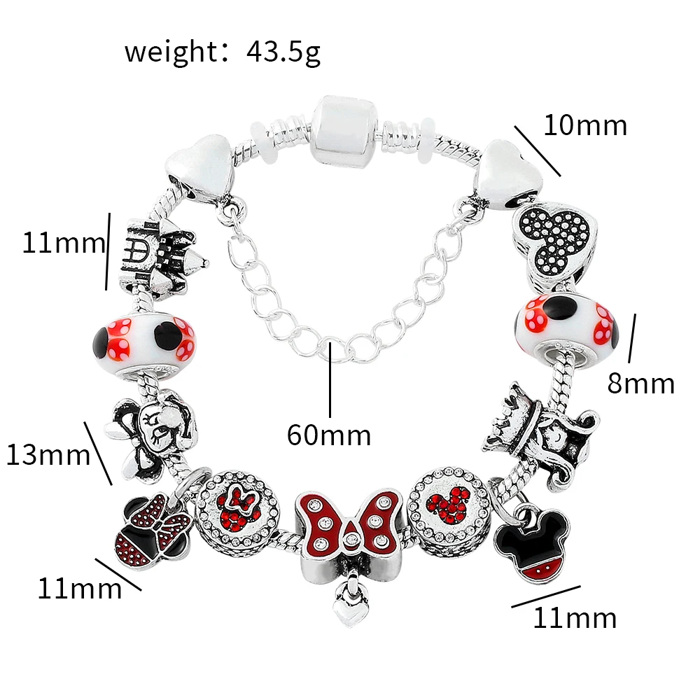 Disney Mickey Mouse Dangle Charm Bracelets for Women 2022 Trendy Goth Egirl Wrist Accessories Mickey and Minnie Mouse Bracelet