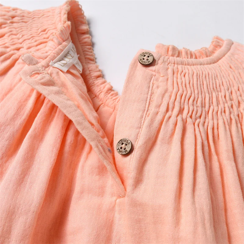 2024 Clibeso Girl Smocked Dresses Orange Spring Baby Cute Flower Smocking Princess Dress Kids Infant Handmade Embroidery Clothes