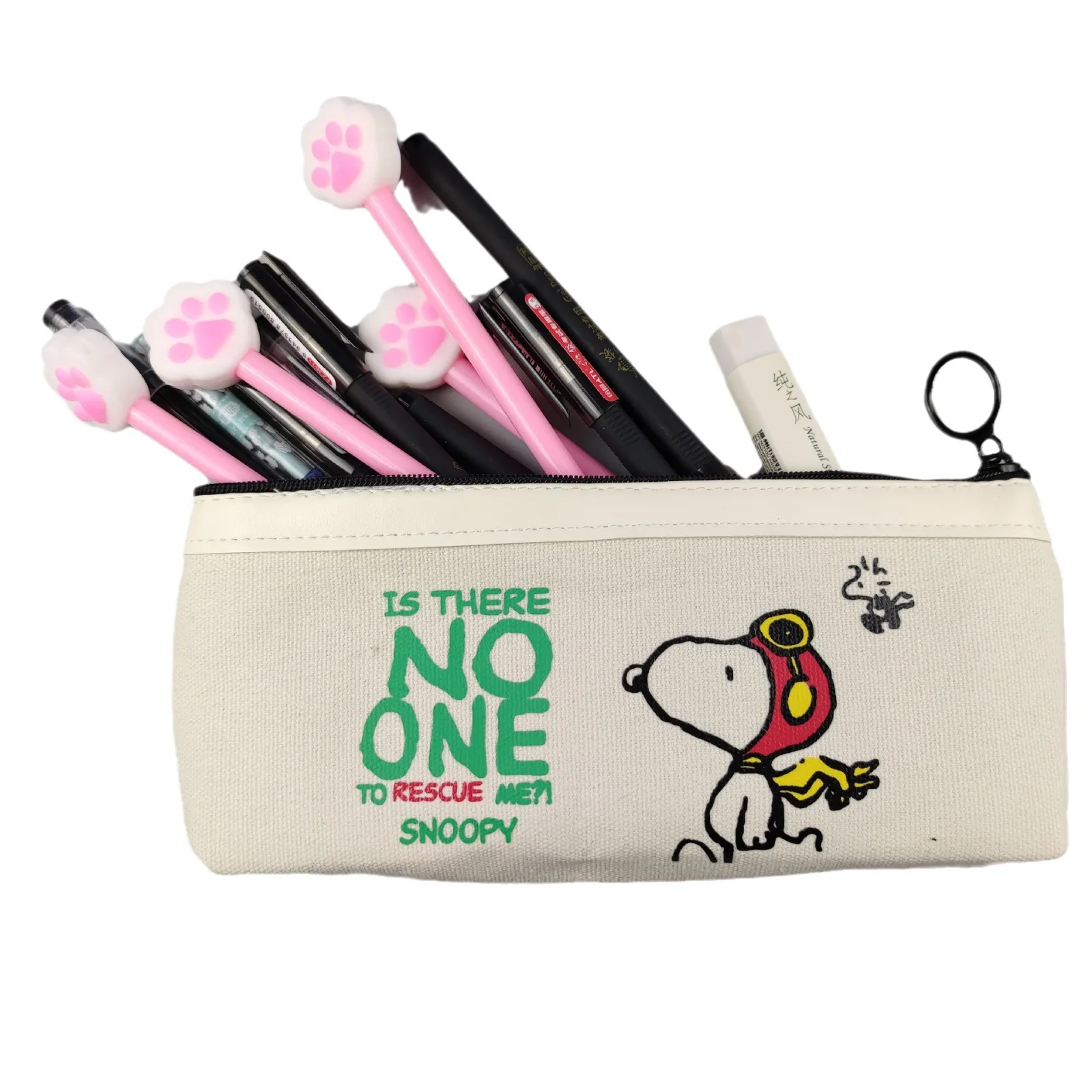 Snoopy Cartoon Canvas Pencil Case Cute Zipper Stationery Box borsa portaoggetti di grande capacità ragazza ragazzo studenti materiale scolastico