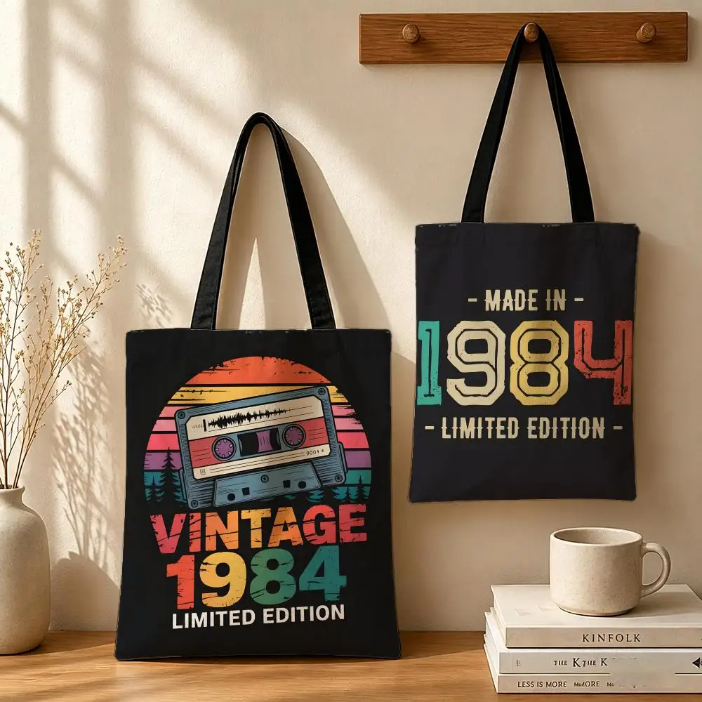 Art V-Vintage 1984-6 Storage Bags Canvas Bags Are Suitable for School, Shopping, Travel, Work, and Grocery Shopping