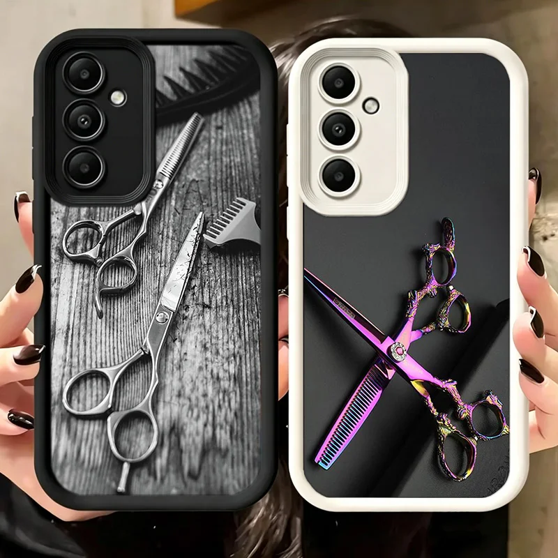 Hair Stylist Scissors Brush Phone Case For Samsung A54 A53 A52S A14 A13 A12 A23 A33 A34 A04S A03S A02 Galaxy A22 A24 A32 A73 A72