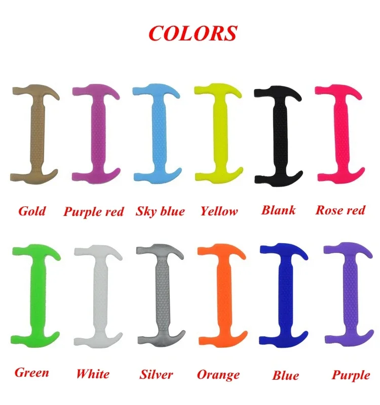 Silikon elastische Schnürsenkel ohne Krawatten Kinder Erwachsene Mode Hammer Typ Laufschuhe Gummiband Schuhe Schnürsenkel Lazy Shoestrings – Detail 2