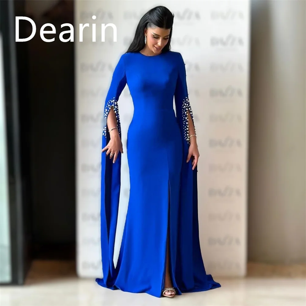 

Customized Prom Dress Women Formal Dearin Jewel A-line Floor Length Skirts Vertically Bespoke Occasion Dresses Evening Gown