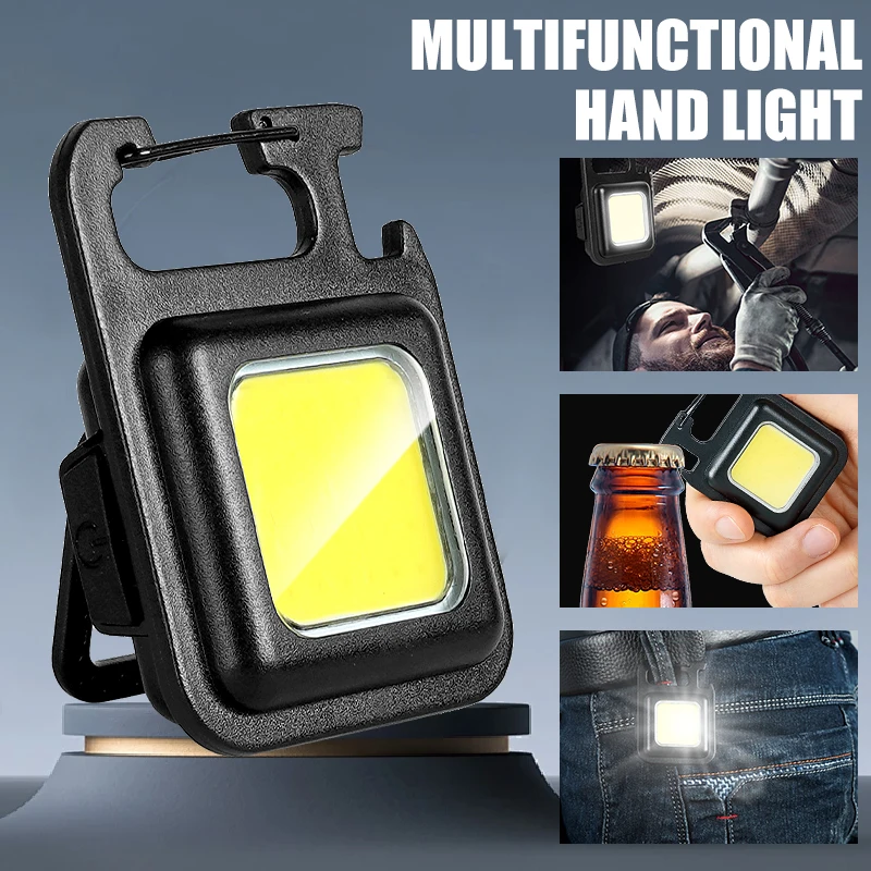Super Bright Convenient Carry-on MINI COB Keychain Flashlight Rechargeable Emergency Work Lamp with Magnet Outdoor Camping Light