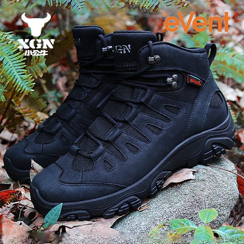 XGN Outdoor hiking shoes men EVENT waterproof anti slip cowhide trekking boots lightweight sports hunting shoe training sneakers