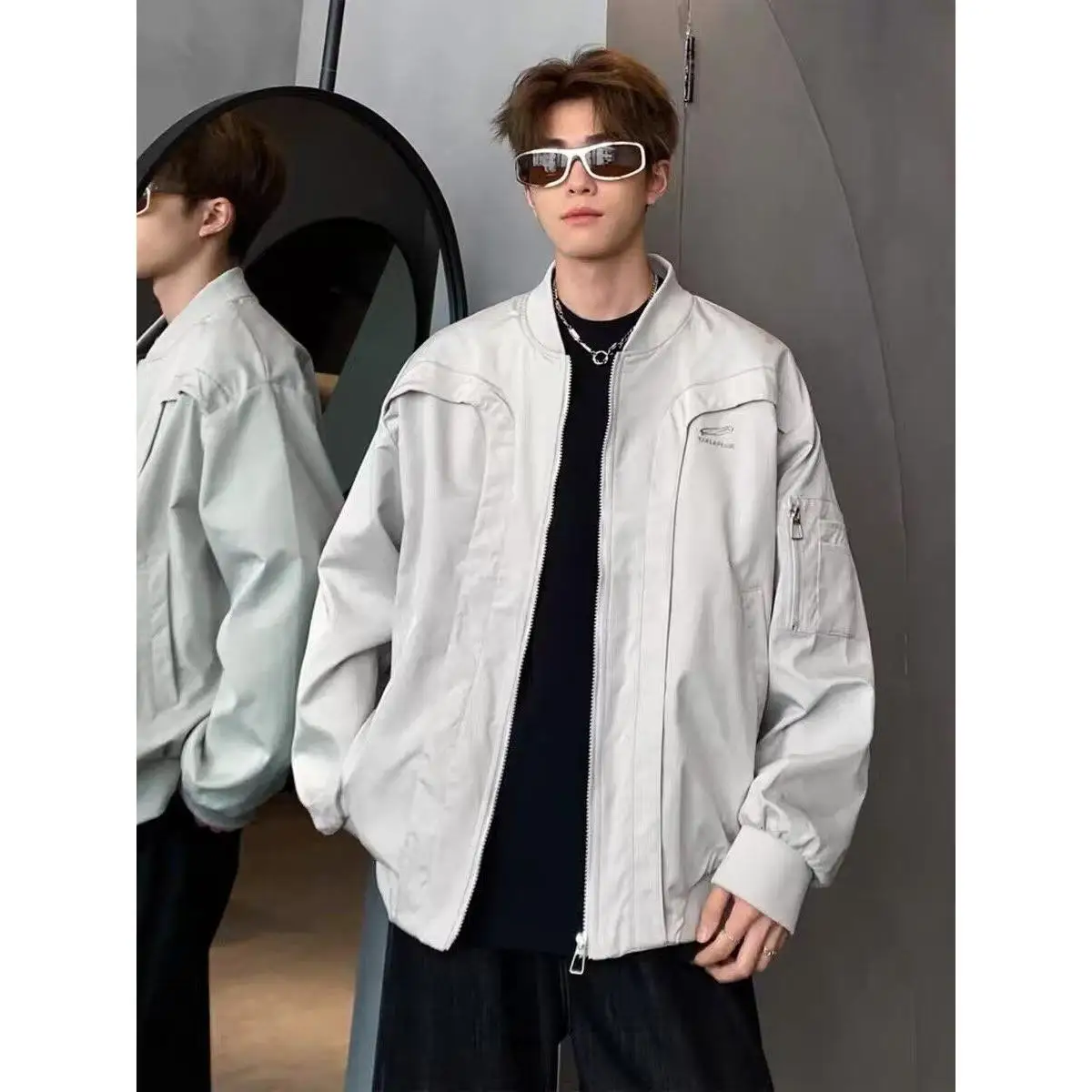 

Мужская хлопковая спортивная одежда Arcane Flight Jaet American High Street Cleanfit Deconstructed Thiened, теплое свободное бейсбольное пальто